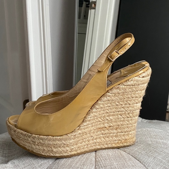 JIMMY CHOO Patent Leather Wedge Sandal with Strap - Picture 6 of 7